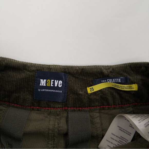 Anthropologie Maeve The Colette Cropped Green Corduroy Pants Wide Leg Size 25 - Picture 5 of 12